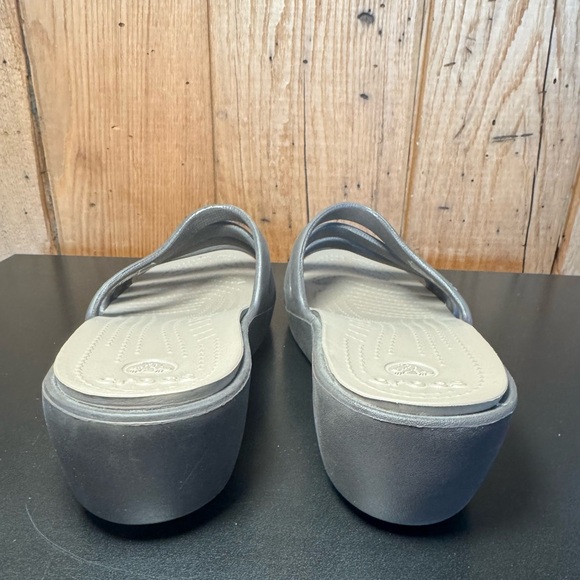 Crocs Rhonda Wedge Sandals Taupe Brown Women US 9 - Picture 9 of 13